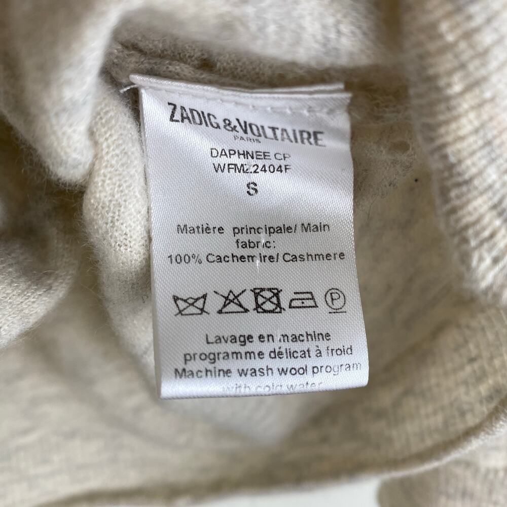 Zadig & Voltaire Daphnee Beige Cashmere Button Cardigan Size Small - Picture 15 of 16